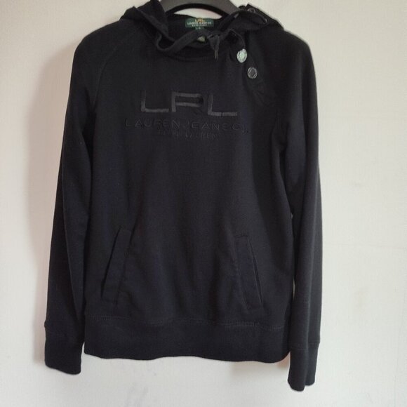 Ladies SZ S Ralph Lauren Jeans Black Logo Hoodie - Picture 1 of 4